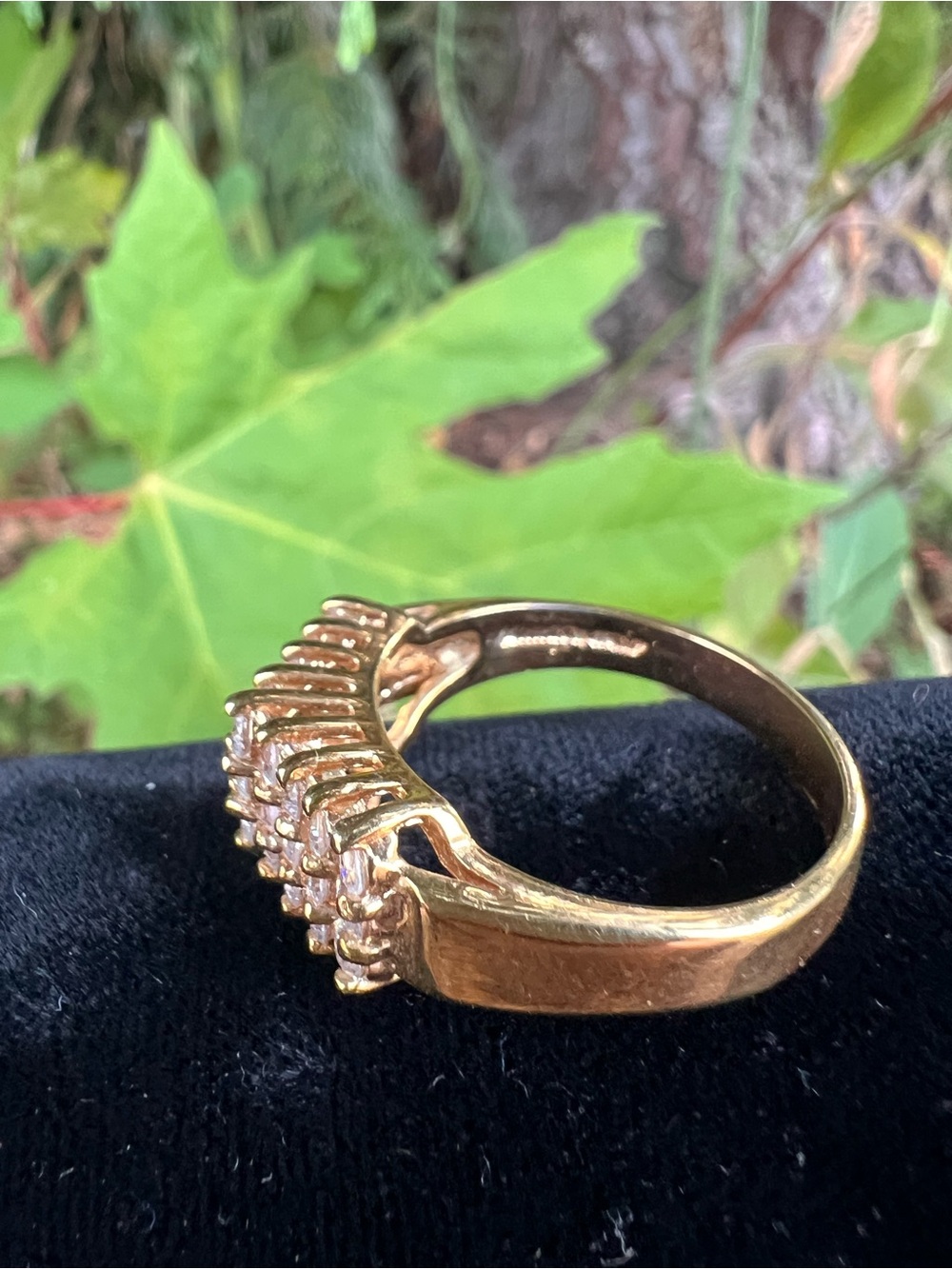 Gold Tone Crystal Mesh Band Ring - Clear Stones - Picture 6 of 6